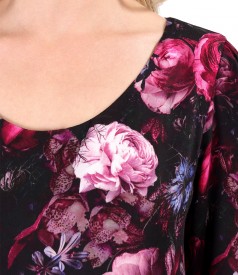 Rochie lejera din viscoza imprimata digital cu motive florale
