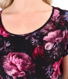 Bluza eleganta din viscoza imprimata digital cu motive florale