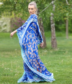 Rochie caftan din matase naturala fina cu cordon in talie