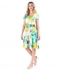 Rochie eleganta cu volane din viscoza imprimata cu motive florale