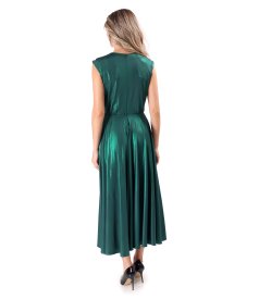 Rochie midi de ocazie din jerse elastic cu efect lucios