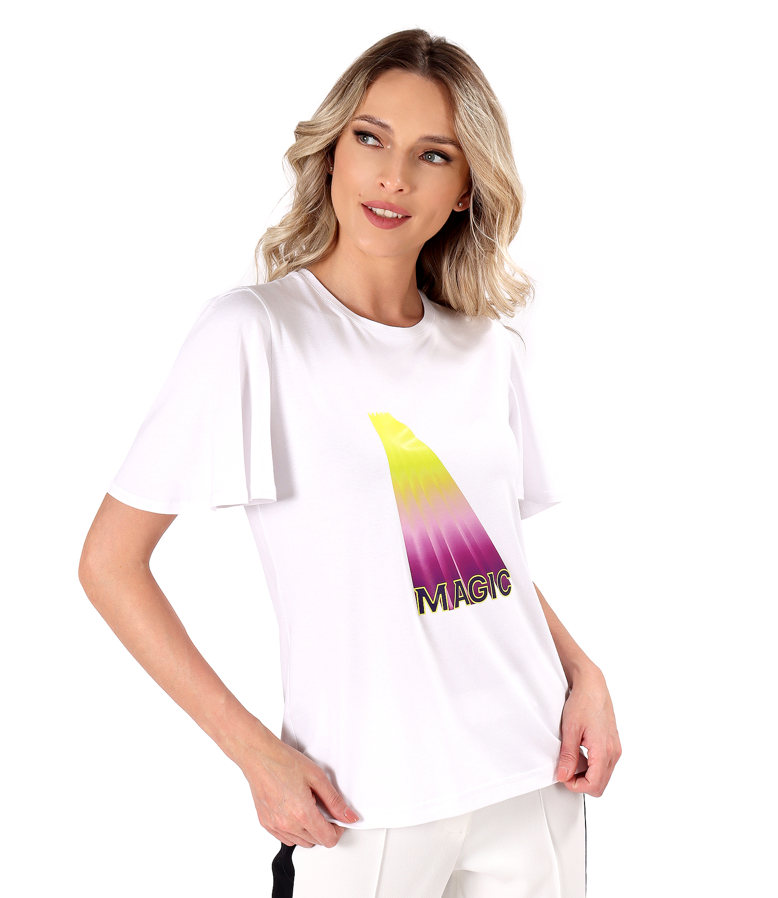 Bluza din jerse elastic uni cu maneci ample