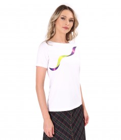 Bluza din jerse elastic imprimat pe fata