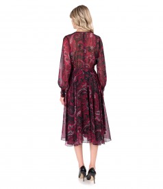 Rochie eleganta din voal imprimat cu motive paisley