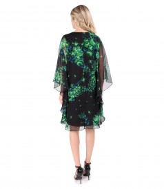 Rochie fluture din voal imprimat digital cu motive florale