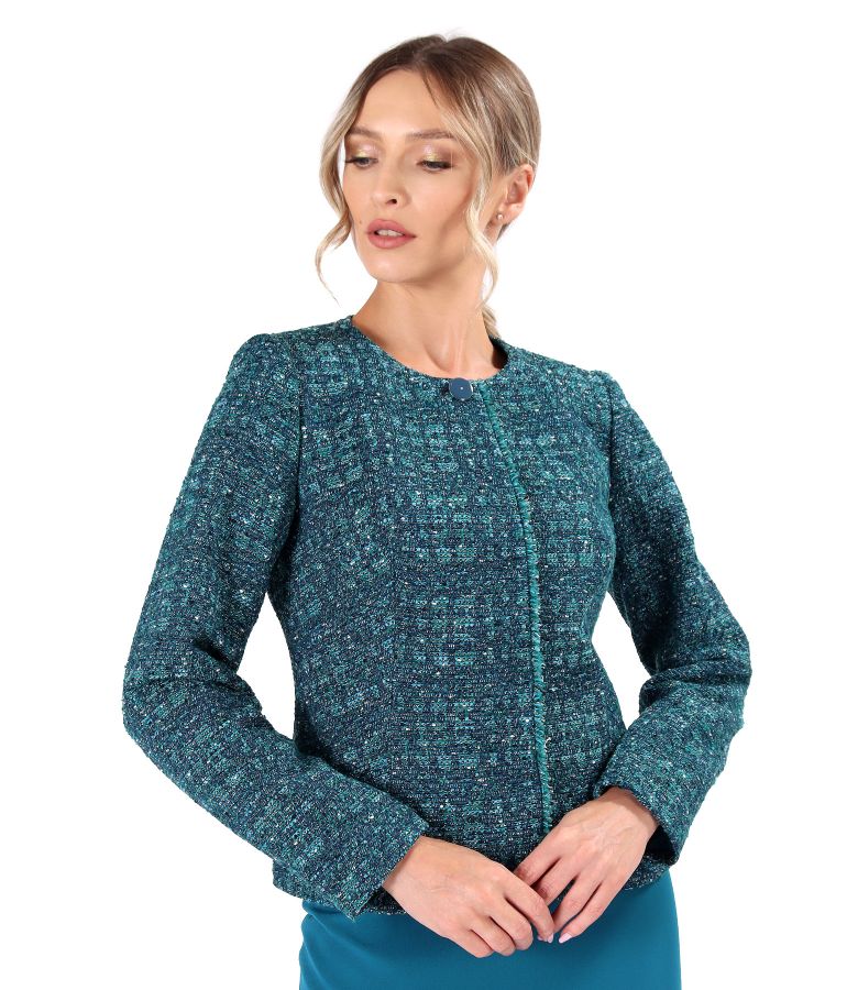 Sacou elegant din bucle cu lana si fir de lurex