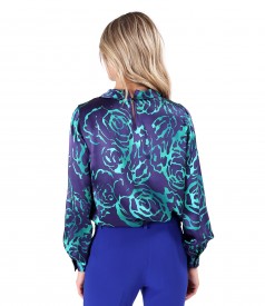 Bluza lejera din satin de viscoza imprimata cu motive florale