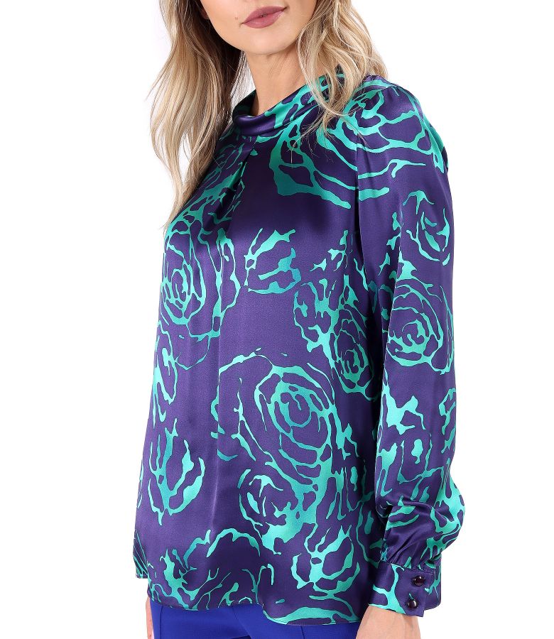 Bluza lejera din satin de viscoza imprimata cu motive florale