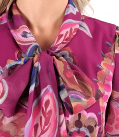 Bluza din voal cu guler tip esarfa