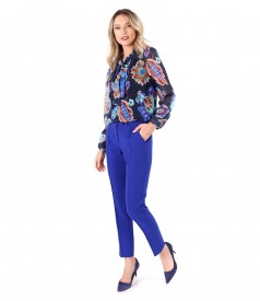 Bluza din voal cu guler tip esarfa