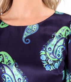 Rochie lejera din matase naturala imprimata cu motive paisley