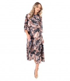 Rochie midi eleganta din voal imprimat cu picouri aurii
