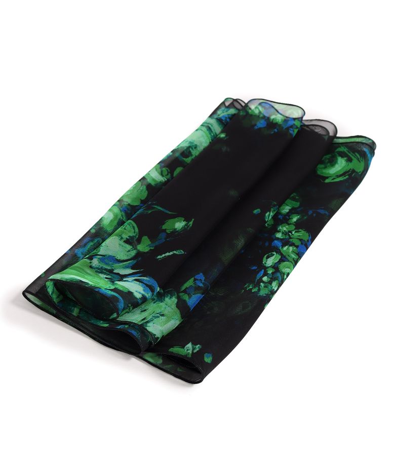 Esarfa din voal tip organza imprimat digital cu motive florale