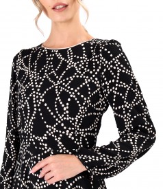 Rochie midi din viscoza plina imprimata cu motive geometrice