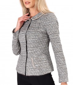 Sacou elegant din bucle cu viscoza si fir metalic