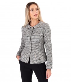 Sacou elegant din bucle cu viscoza si fir metalic