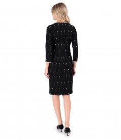 Rochie eleganta din jerse elastic gros cu perle la maneci