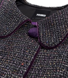 Sacou elegant din bucle multicolor cu viscoza si fir metalic