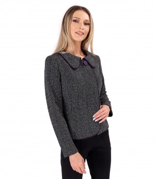 Sacou elegant din bucle multicolor cu viscoza si fir metalic