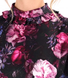 Bluza eleganta din viscoza imprimata digital cu motive forale