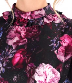 Bluza eleganta din viscoza imprimata digital cu motive florale