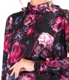 Bluza eleganta din viscoza imprimata digital cu motive florale
