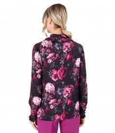 Bluza eleganta din viscoza imprimata digital cu motive florale