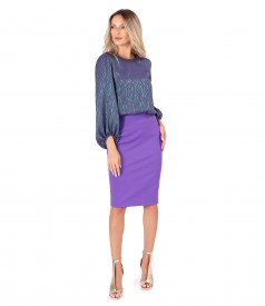 Bluza din stofa elastica cu viscoza imprimata cu motive geometrice