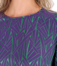 Bluza din stofa elastica cu viscoza imprimata cu motive geometrice