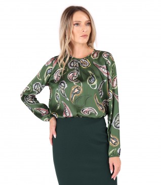 Bluza lejera din satin imprimat cu motive paisley