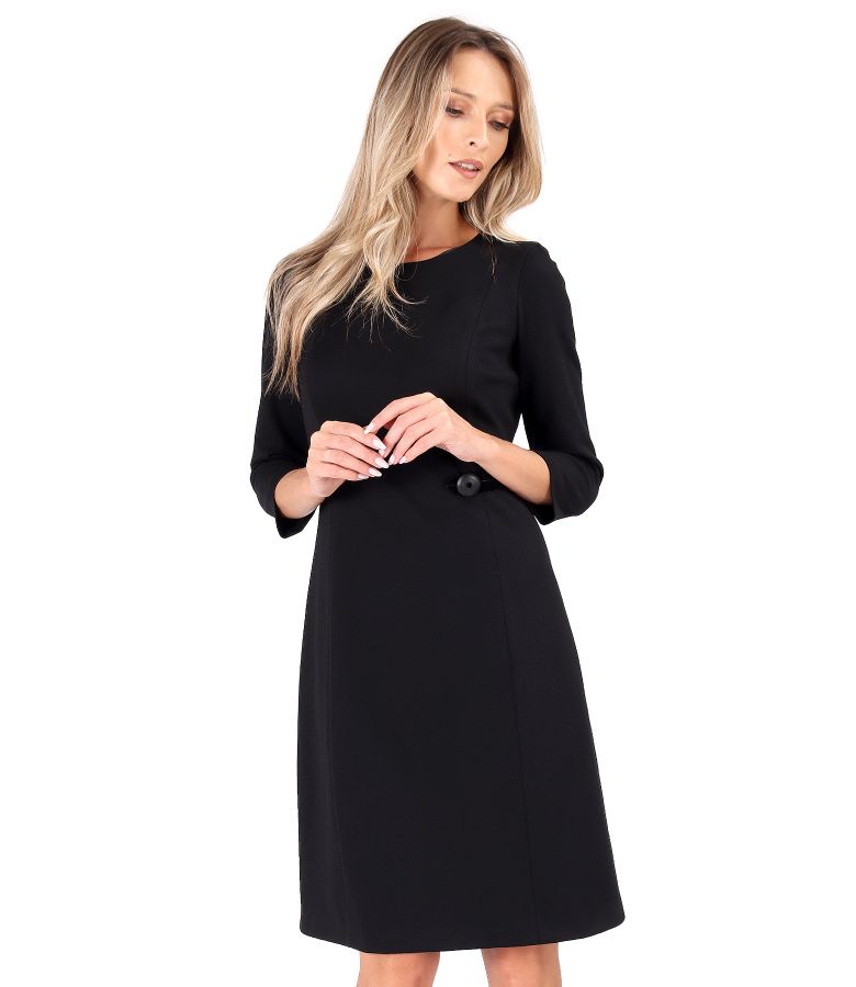 Rochie office evazata din stofa texturata cu viscoza