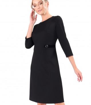 Rochie office evazata din stofa texturata cu viscoza