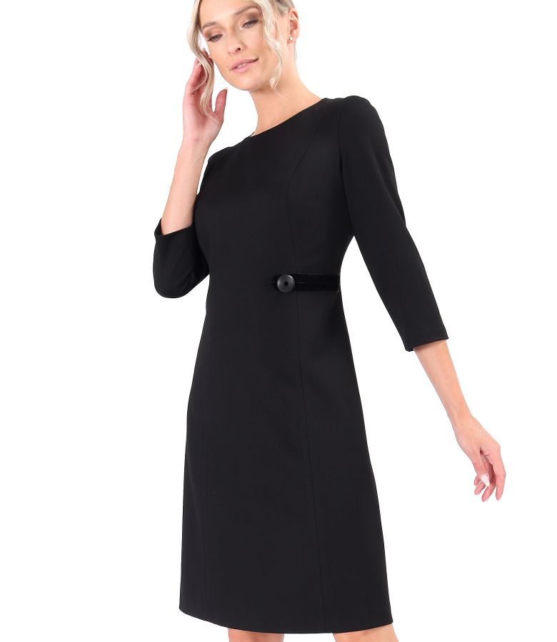 Rochie office evazata din stofa texturata cu viscoza