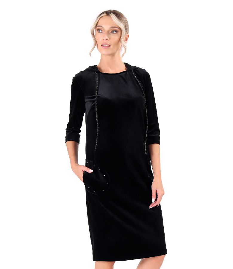 Rochie din catifea elastica cu gluga