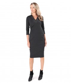 Rochie midi din jerse elastic gros