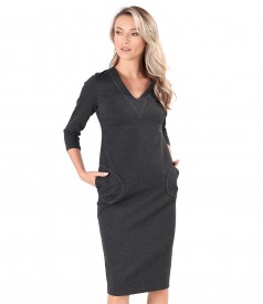 Rochie midi din jerse elastic gros