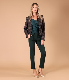 Sacou elegant din stofa cu viscoza in carouri