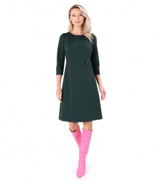 Rochie office evazata din stofa texturata cu viscoza