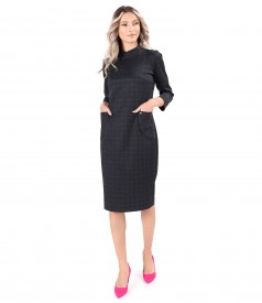 Rochie eleganta din stofa groasa in carouri