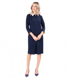 Rochie office din jerse elastic gros cu guler alb