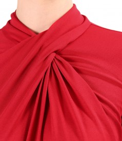 Bluza din jerse elastic din viscoza cu falduri la decolteu