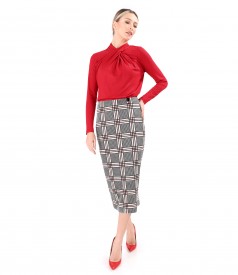 Bluza din jerse elastic din viscoza cu falduri la decolteu
