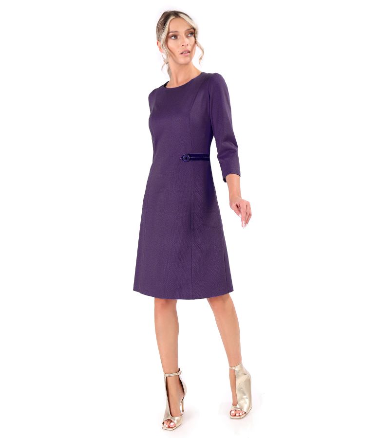 Rochie office evazata din stofa texturata cu viscoza