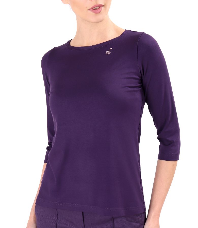 Bluza din jerse elastic cu maneci 3/4