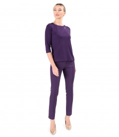 Bluza din jerse elastic cu maneci 3/4