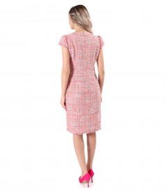 Rochie office din bucle multicolor cu fir metalic