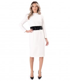 Rochie office din stofa elastica cu maneci lungi