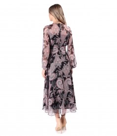 Rochie midi din voal imprimat digital cu motive paisley