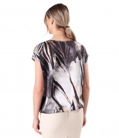 Bluza eleganta din satin imprimat digital cu motive florale