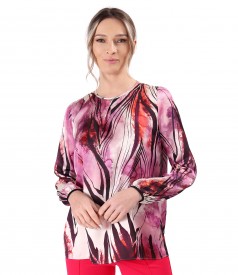 Bluza lejera din satin imprimat digital cu motive florale